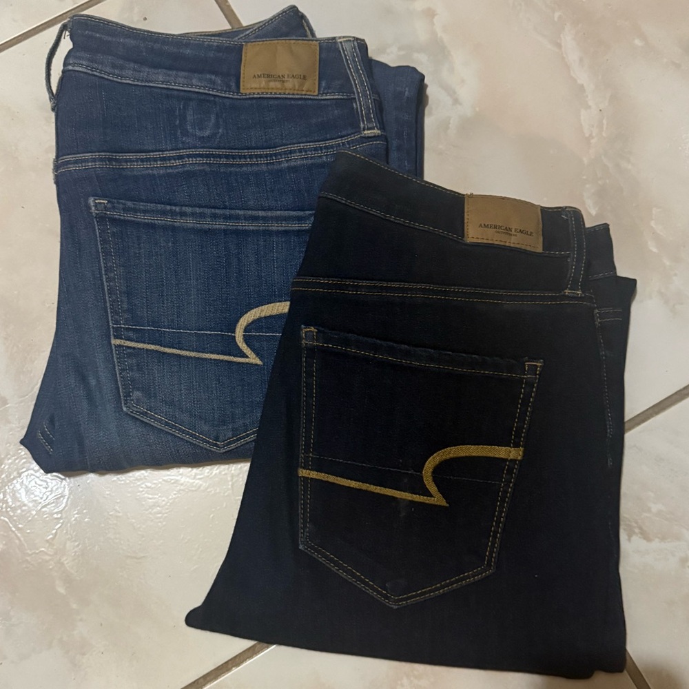 2 American Eagle Outfitters Blue and Black Women Jean Jeggings